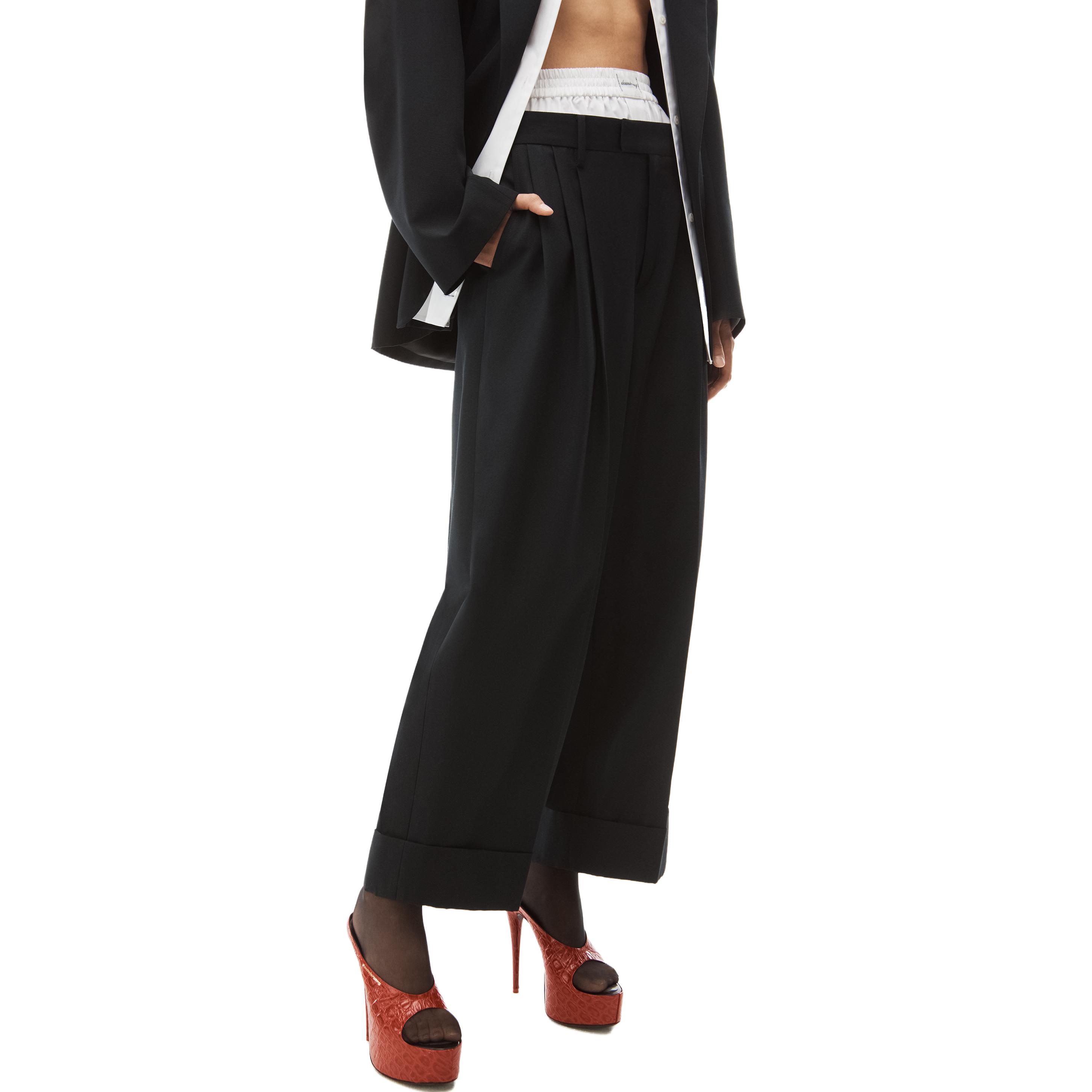 Purchase (W) Alexander Wang Pantalones Casuales Negros de Pierna Ancha y Ajuste Suelto 1WC3234615-001