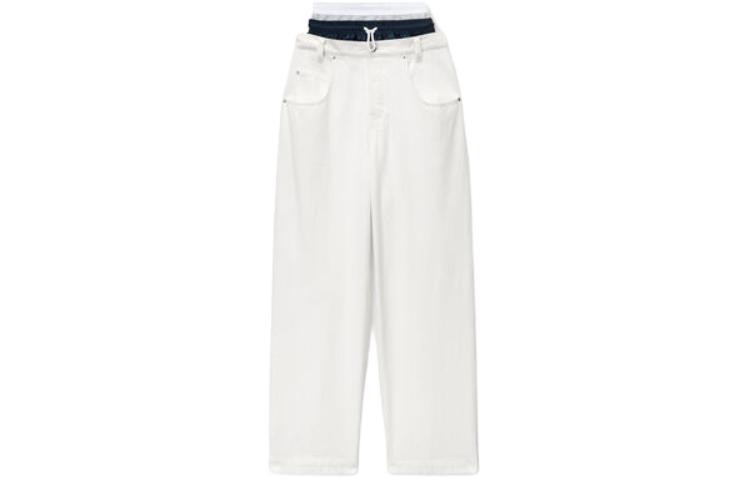 (Women) Alexander Wang  Low-Rise Wide-Leg Denim Patchwork Jeans - White. 4DC1244203-120