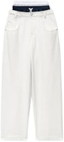 (Women) Alexander Wang Low-Rise Wide-Leg Denim Patchwork Jeans - White. 4DC1244203-120 (Women) Alexander Wang Low-Rise Wide-Leg Denim Patchwork Jeans - White. 4DC1244203-120
