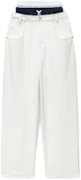 Order (W) Alexander Wang 低腰寬褲管拼接牛仔褲 - 白色 4DC1244203-120
