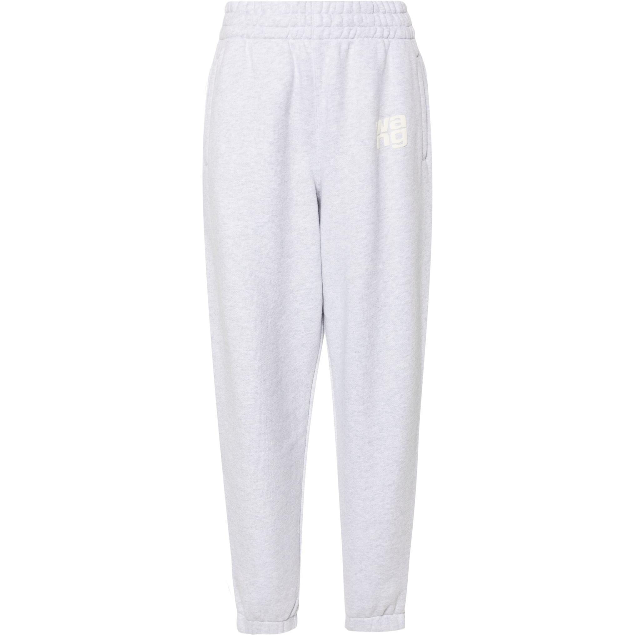 (Women) Alexander Wang  Mid-Rise Cotton Knit Joggers SS24 - Light Grey. 4CC3244399-GREY
