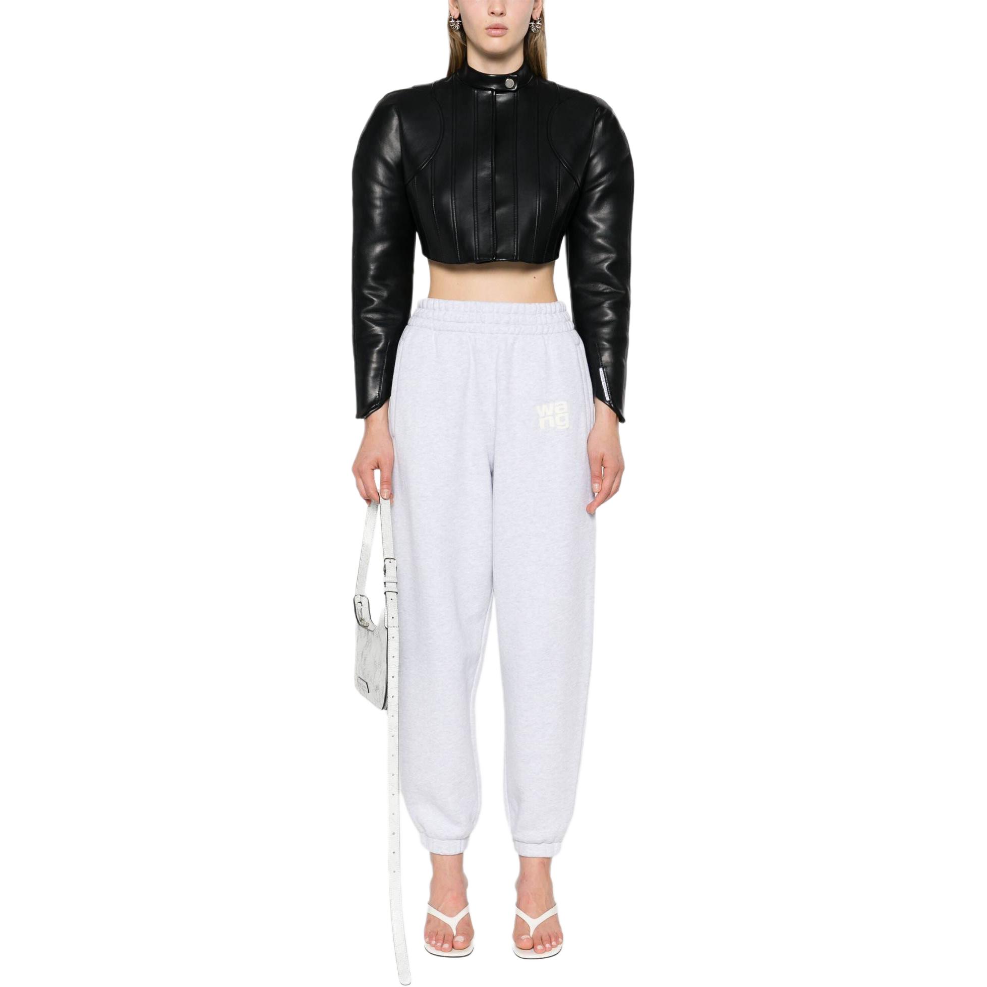 Lookbook (Women) Alexander Wang  Mid-Rise Cotton Knit Joggers SS24 - Light Grey. 4CC3244399-GREY