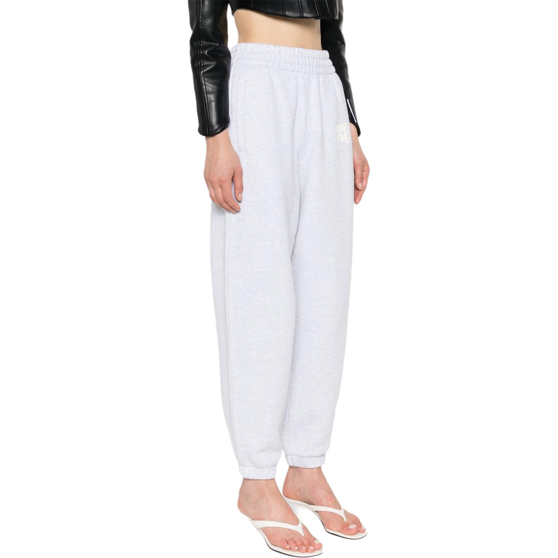 Purchase (Women) Alexander Wang  Mid-Rise Cotton Knit Joggers SS24 - Light Grey. 4CC3244399-GREY
