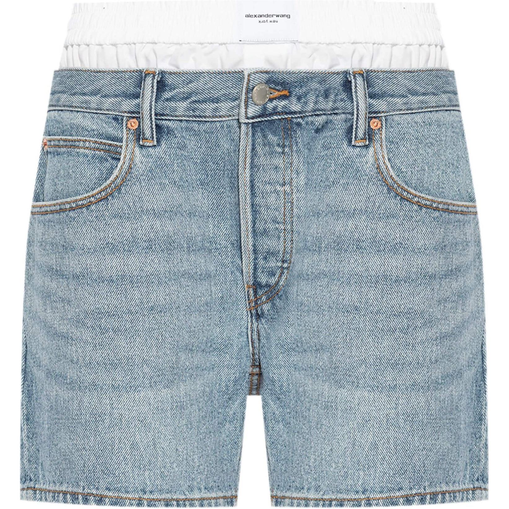 (Women) Alexander Wang  Mid-Rise Hidden Zip Cotton Denim Shorts Sky Blue SS24 4DC3244404471A-BLUE 圖 2