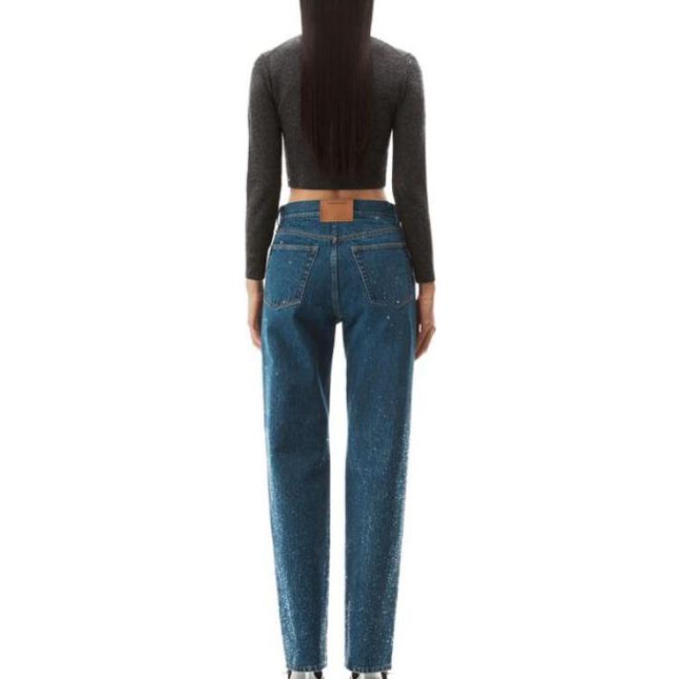 Shop (Women) Alexander Wang  Mid-Rise Straight-Leg Jeans Blue 1WC3234000-401