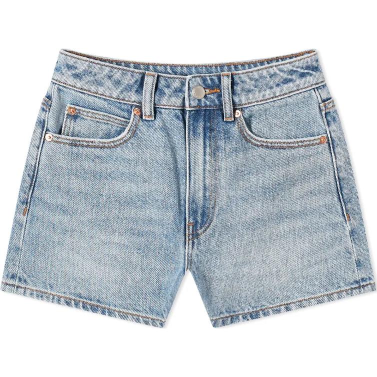 (Women) Alexander Wang  Mid-Waist Slim Denim Shorts Vintage Blue. 4DC4234161-487A