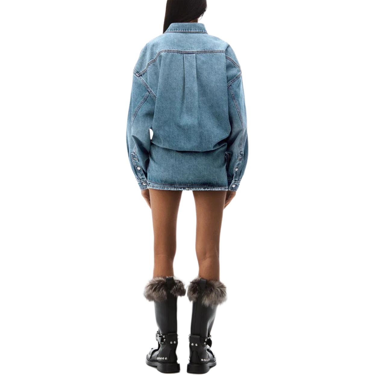 (Women) Alexander Wang  Minimalist Blue Slim Fit Button-Up Long Sleeve Dress 4DC4246429486 圖 5