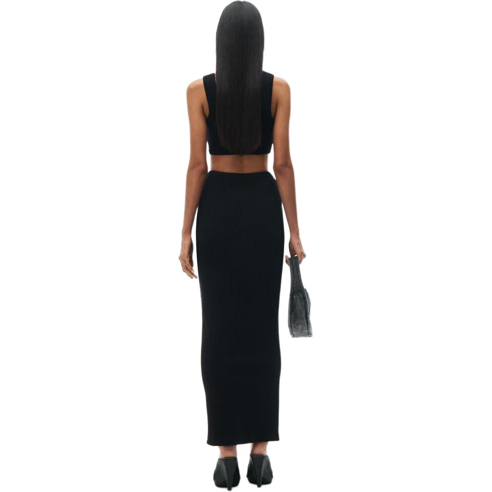 Shop (W) Alexander Wang Gaun Maxi Rajut Minimalis Hitam SS24 4CC2245058-001