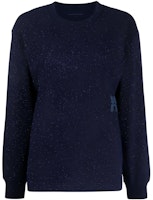 (Women) Alexander Wang Navy Blue Logo Sequin Long Sleeve Pullover T-Shirt. 4CC3231413-065 (Women) Alexander Wang Navy Blue Logo Sequin Long Sleeve Pullover T-Shirt. 4CC3231413-065