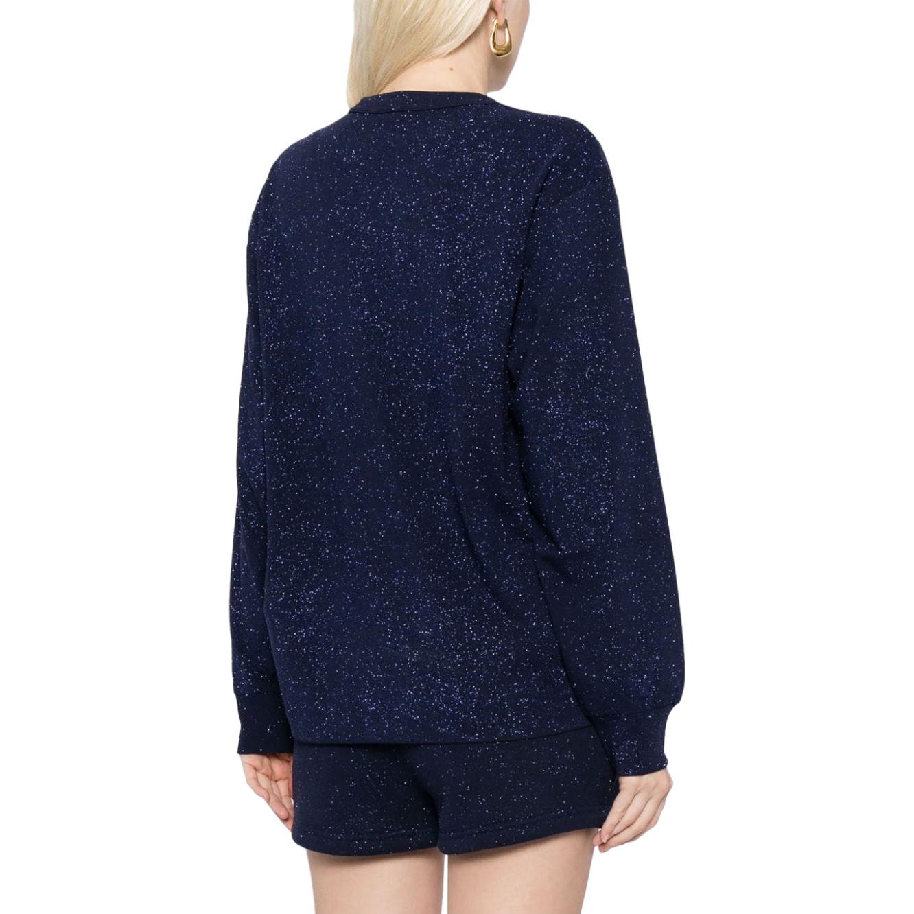 Shop (W) Alexander Wang Navy Blue Logo Sequin Lengan Panjang Pullover T-Shirt. 4CC3231413-065
