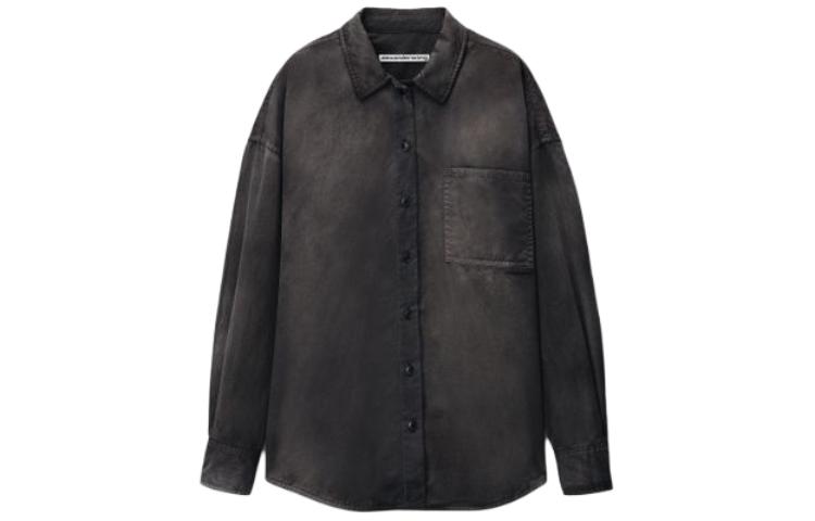 Order (Women) Alexander Wang  Oversized Cotton Twill Shirt Black Long Sleeve Button-Up 1WC22419060-28A
