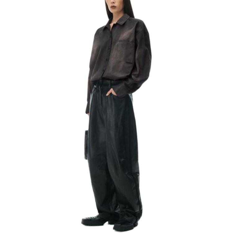 Purchase (Women) Alexander Wang  Oversized Cotton Twill Shirt Black Long Sleeve Button-Up 1WC22419060-28A