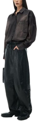 (Women) Alexander Wang Oversized Cotton Twill Shirt Black Long Sleeve Button-Up 1WC22419060-28A Purchase (Women) Alexander Wang Oversized Cotton Twill Shirt Black Long Sleeve Button-Up 1WC22419060-28A