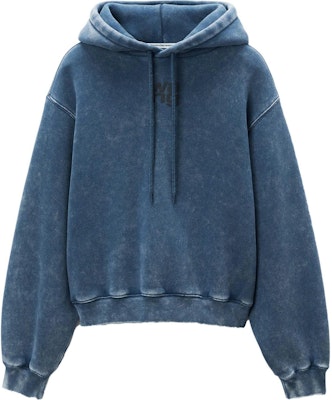(Women) Alexander Wang Oversized Letter Hoodie SS24 Blue Pullover Sweatshirt 4CC3242108424A-BLUE Order (Women) Alexander Wang Oversized Letter Hoodie SS24 Blue Pullover Sweatshirt 4CC3242108424A-BLUE