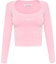 Buy (Women) Alexander Wang Pink Cropped Long Sleeve Solid Crewneck T-Shirt 4KC4231002-680