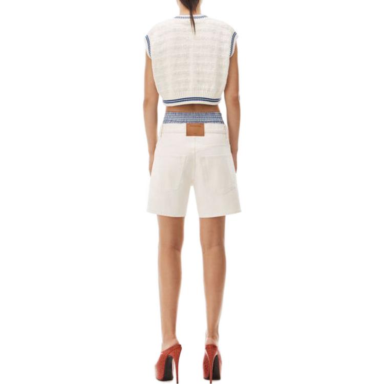 (Women) Alexander Wang  Pink Mid-Rise Patchwork Straight Denim Shorts 4DC32346032-80A 圖 4