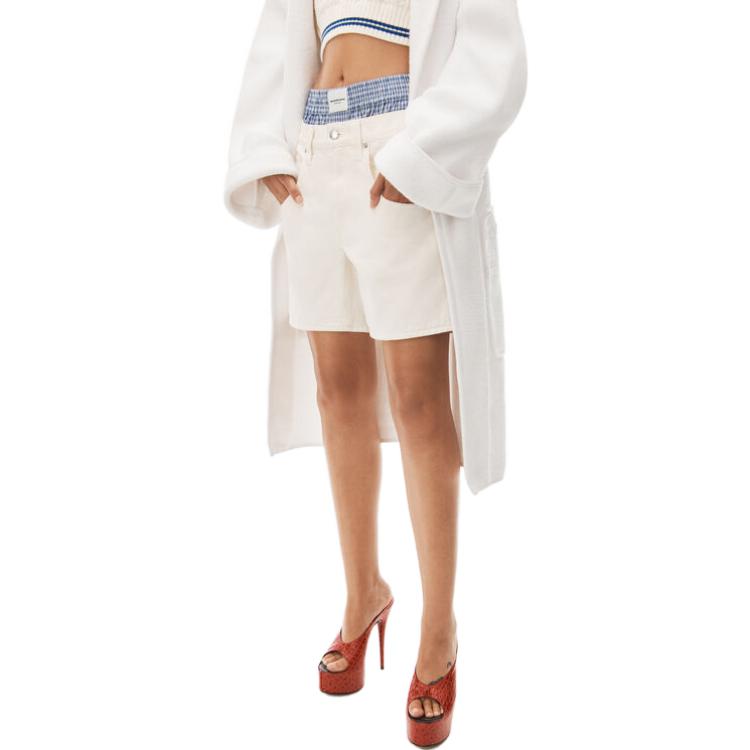 (Women) Alexander Wang  Pink Mid-Rise Patchwork Straight Denim Shorts 4DC32346032-80A 圖 5