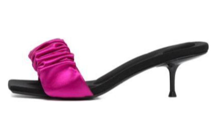 (W) Alexander Wang 'Pink Satin Square-Toe Fashion Slides'