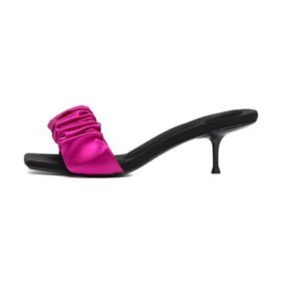 (W) Alexander Wang 'Pink Satin Square-Toe Fashion Slides'