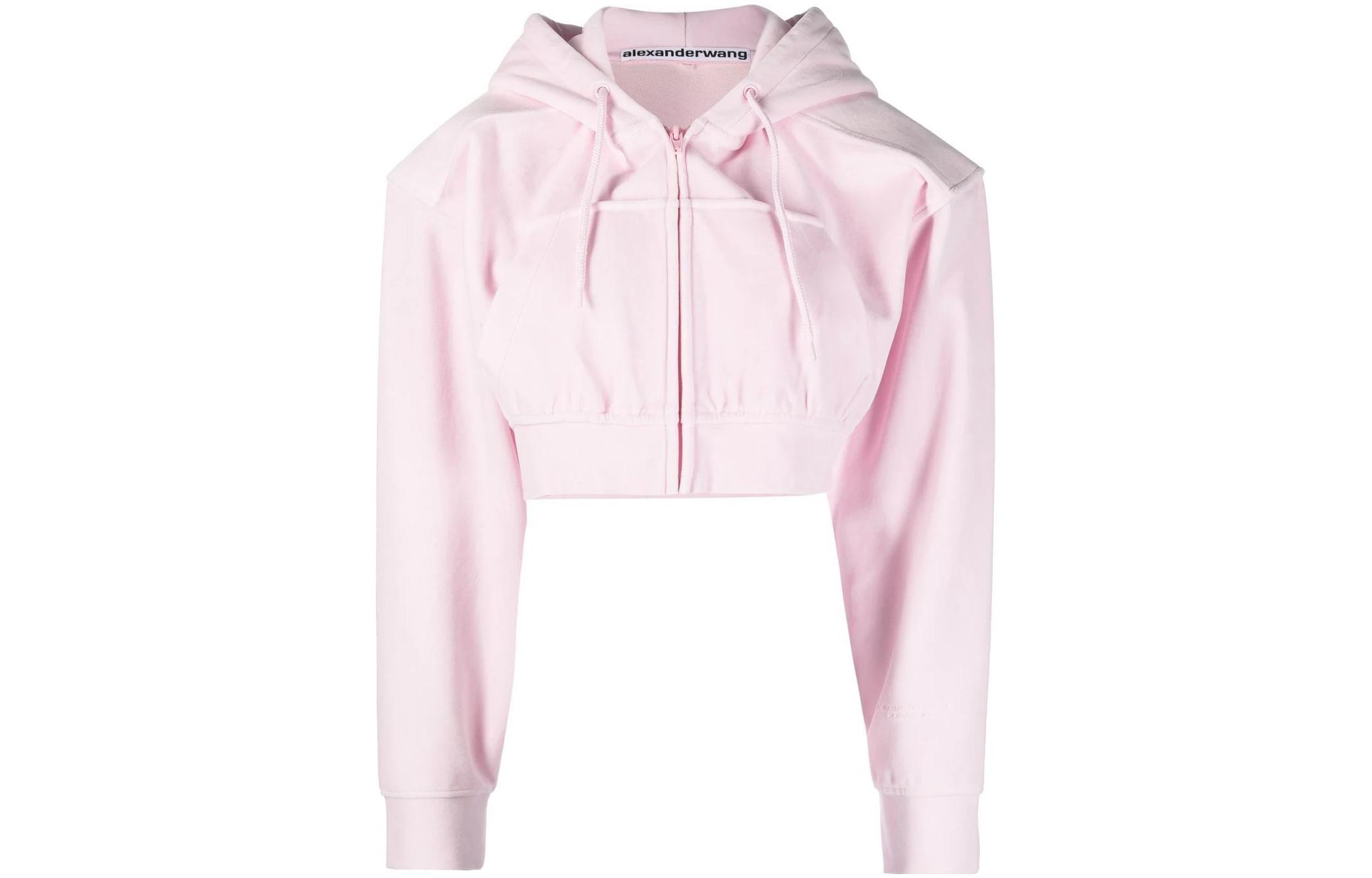 (Women) Alexander Wang  Pink Short Cotton Hoodie 1CC1232438