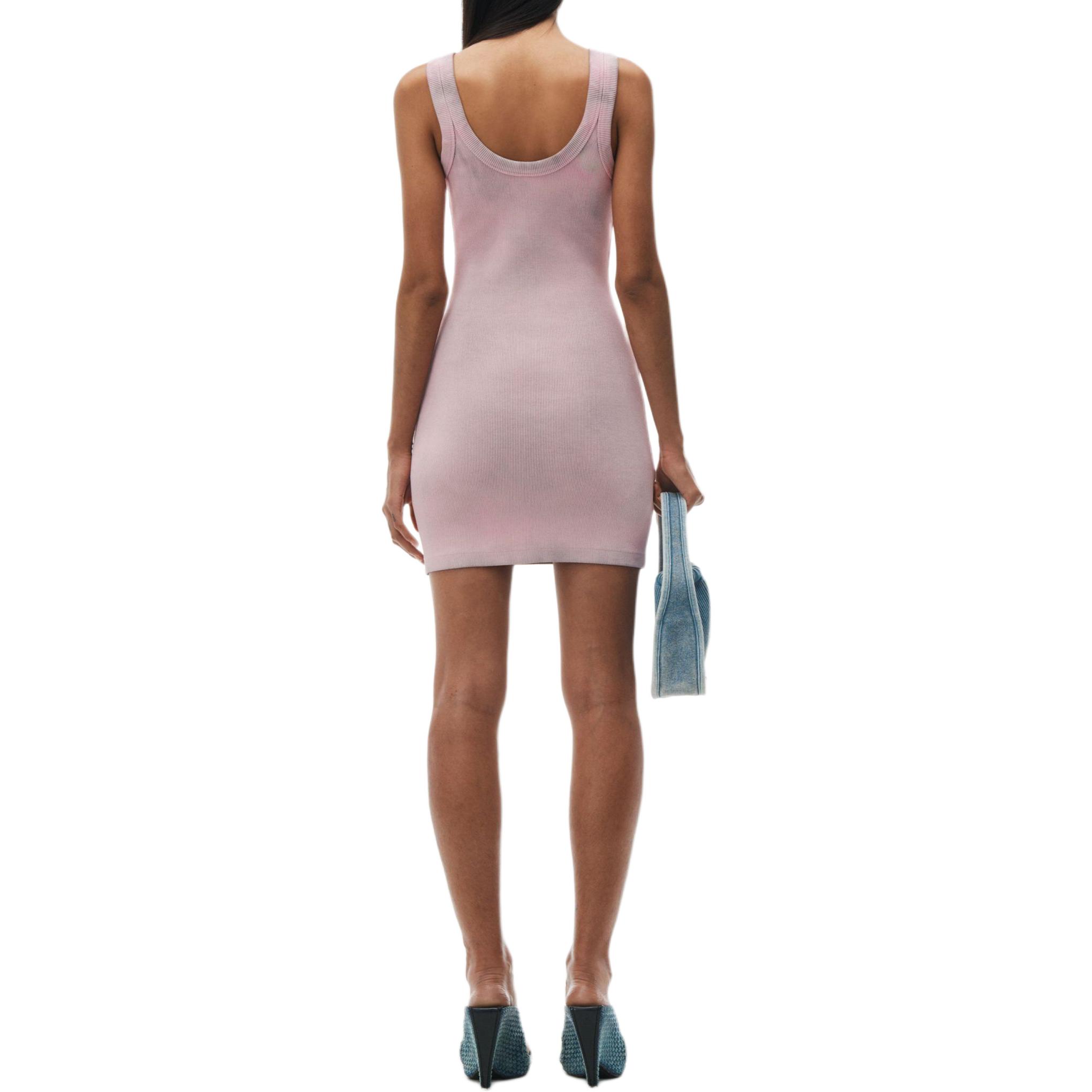 Shop (W) アレキサンダー ワン ピンク スリムフィット ミニ ノースリーブ スパゲッティストラップドレス 4CC2246250688A