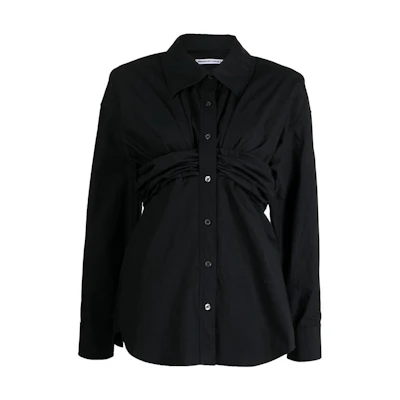 (Women) Alexander Wang Pleated Tube Top Shirt Black 4WC2231390-001