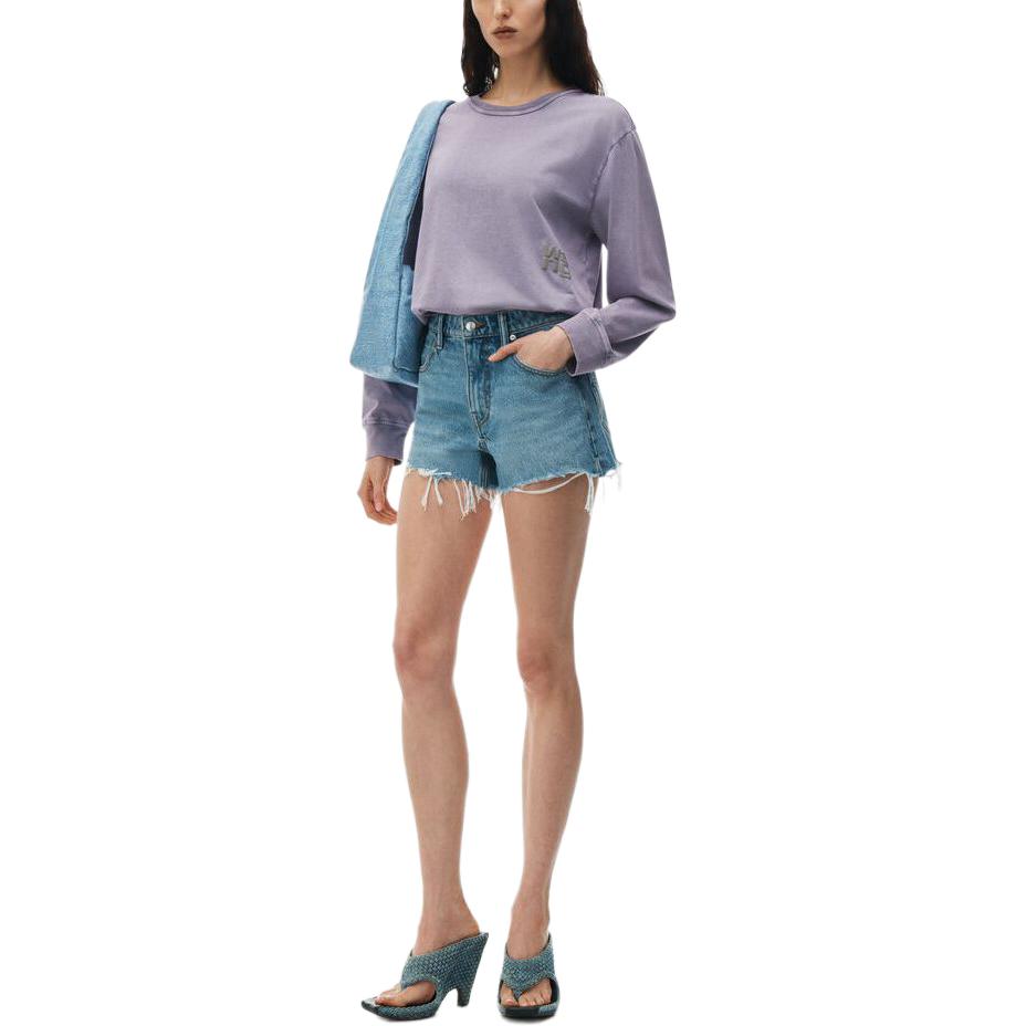 Lookbook (Women) Alexander Wang  Purple Logo Long Sleeve Oversized Cotton T-Shirt SS24 4CC32213566-87A