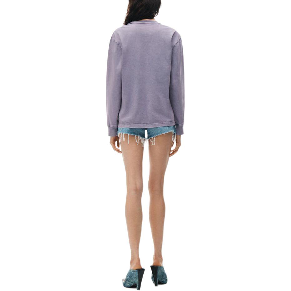 Purchase (Women) Alexander Wang  Purple Logo Long Sleeve Oversized Cotton T-Shirt SS24 4CC32213566-87A