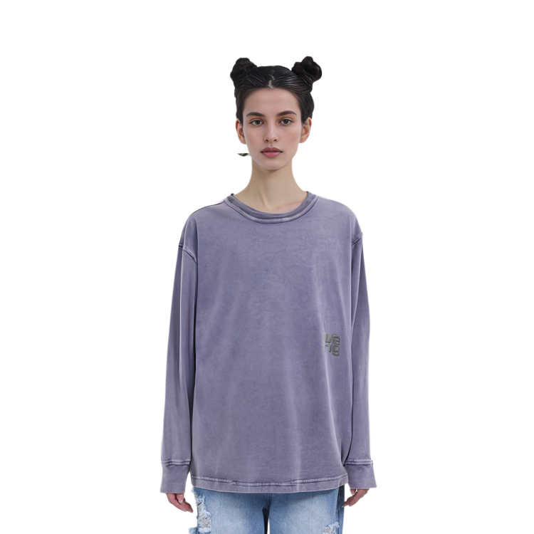Details for (Women) Alexander Wang  Purple Logo Long Sleeve Oversized Cotton T-Shirt SS24 4CC32213566-87A