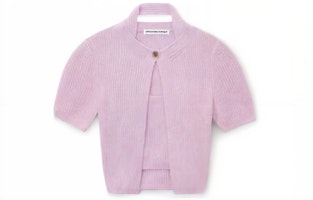 (Women) Alexander Wang Purple Solid Short Sleeve Knit Cardigan. 4KC3221022-537 (Women) Alexander Wang Purple Solid Short Sleeve Knit Cardigan. 4KC3221022-537