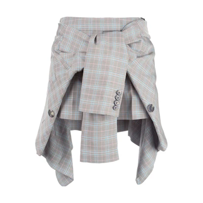 (Women) Alexander Wang Relaxed Fit Plaid Knot Detail Shorts - Grey. 1WC2195068