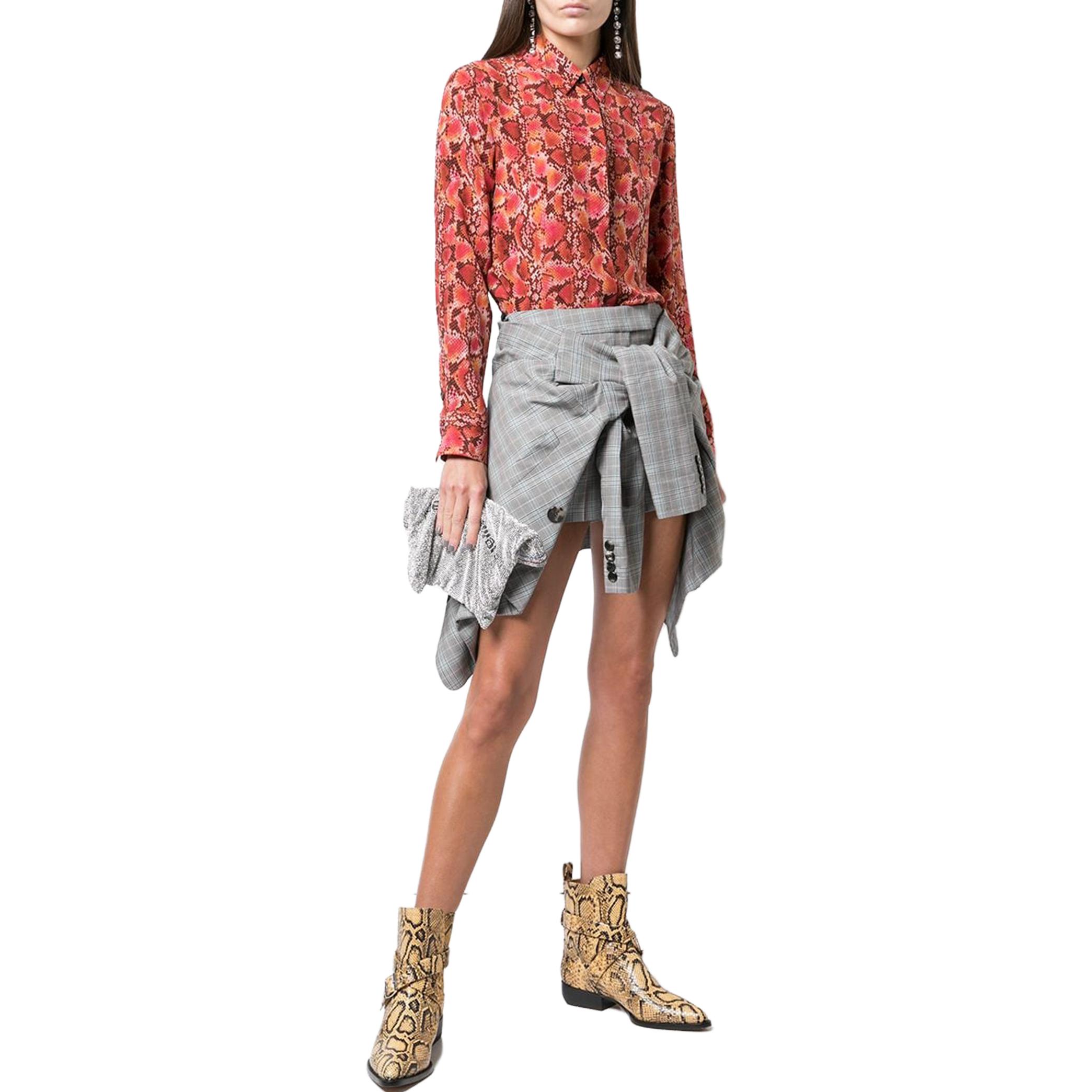 Lookbook (W) アレクサンダー ワン リラックスフィット プレイド ノットディテール ショーツ - グレー 1WC2195068