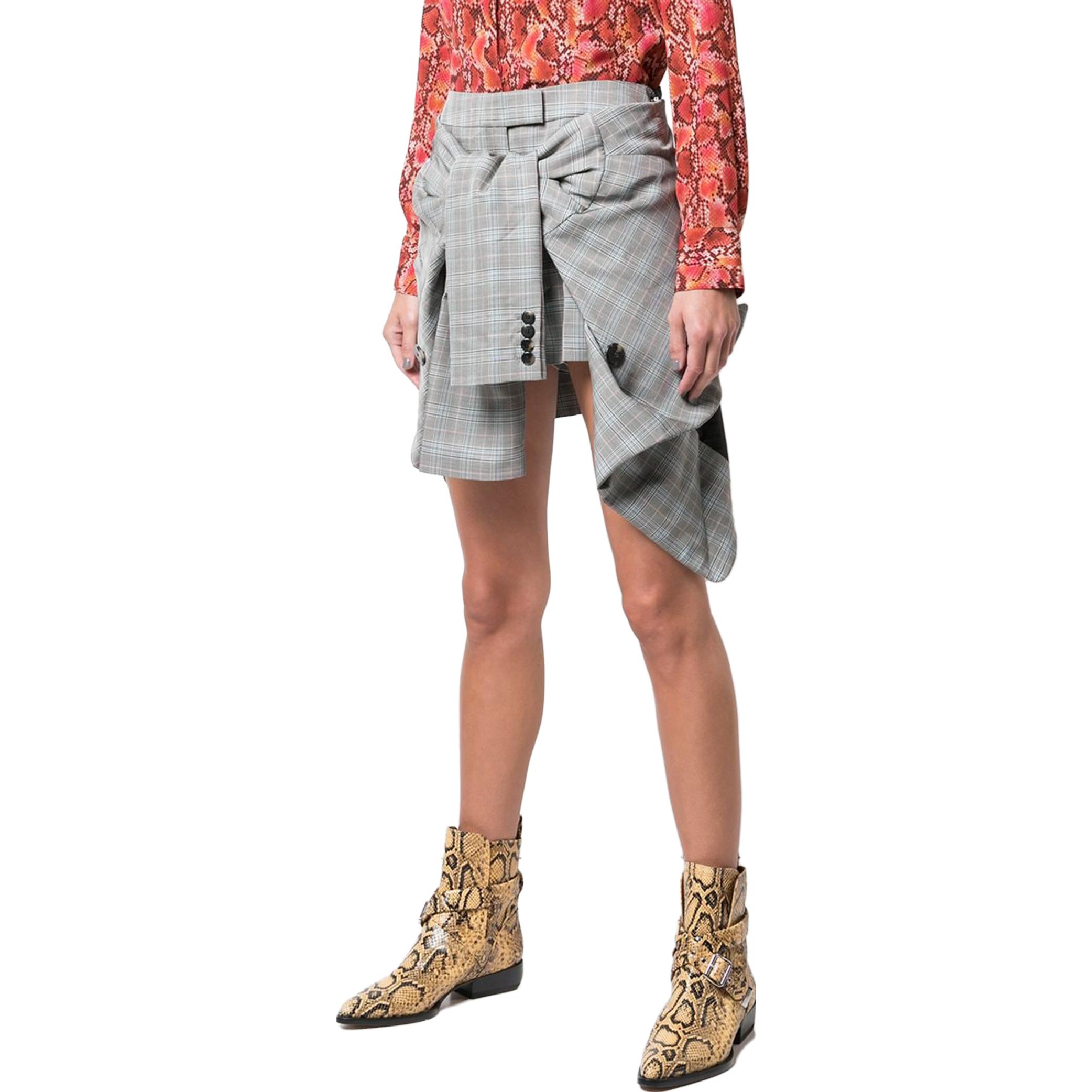 Purchase (W) アレクサンダー ワン リラックスフィット プレイド ノットディテール ショーツ - グレー 1WC2195068