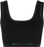 (Women) Alexander Wang Rhinestone Trim Cropped Tank Top Black 1KC3231018 (Women) Alexander Wang Rhinestone Trim Cropped Tank Top Black 1KC3231018