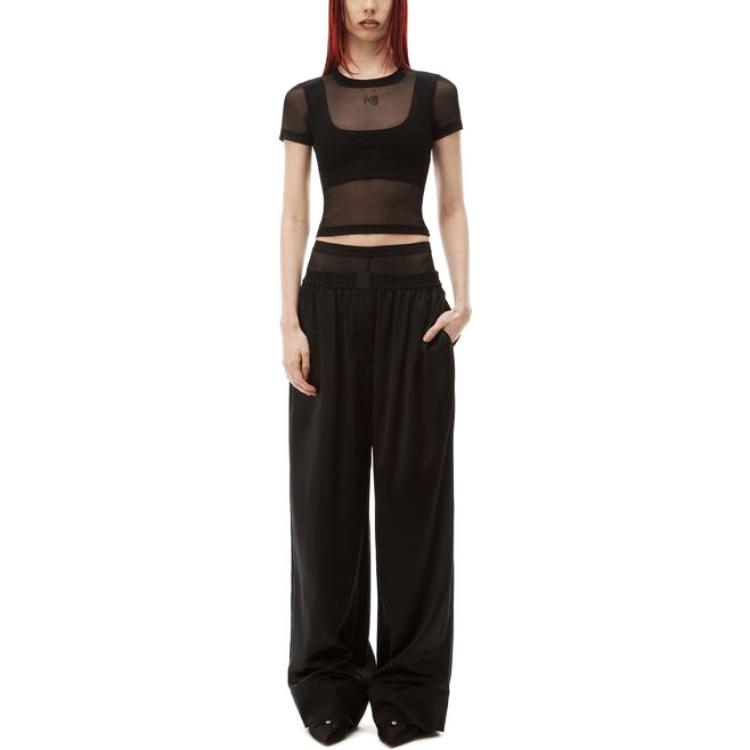 (Women) Alexander Wang  Sheer Mesh Crewneck T-Shirt Black 4CC3231409-001 圖 3