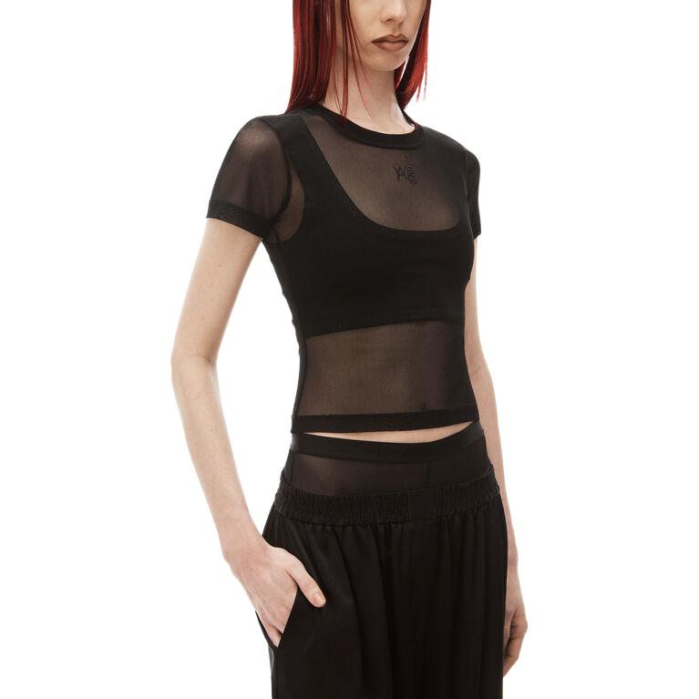 (Women) Alexander Wang  Sheer Mesh Crewneck T-Shirt Black 4CC3231409-001 圖 5