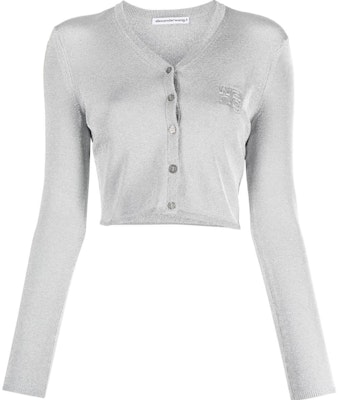 (W) 알렉산더 왕 실버 로고 자수 크롭 니트 스웨터. 4KC3233019 Order (W) 알렉산더 왕 실버 로고 자수 크롭 니트 스웨터. 4KC3233019