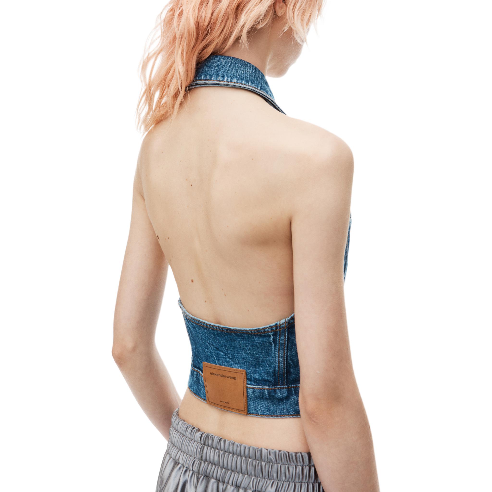 Sizing (Women) Alexander Wang  Sleeveless Blue Vest FW24 Stretchy Minimalist Design 4DC3241462401