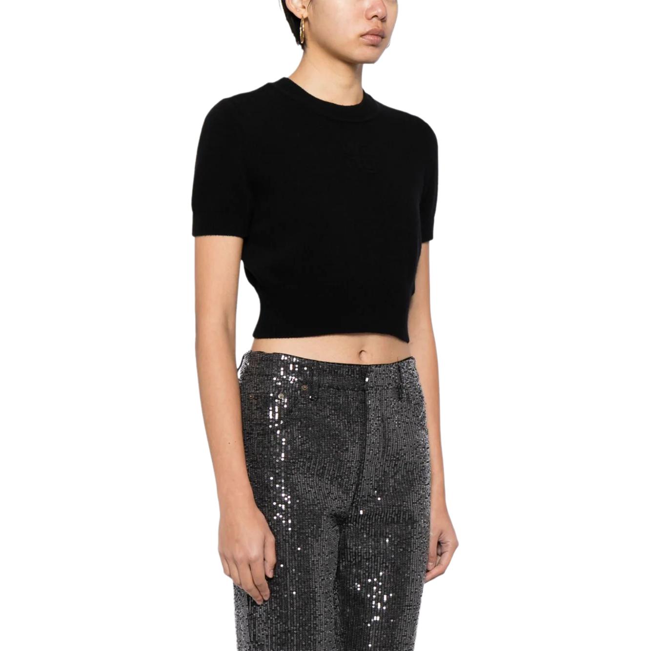 Shop (Women) Alexander Wang  Slim Fit Crewneck Short Sleeve Black T-Shirt 4KC2241026-001