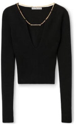(W) Alexander Wang Suéter Recortado Slim Fit Escote V Negro 1KC1241006-001 Buy (W) Alexander Wang Suéter Recortado Slim Fit Escote V Negro 1KC1241006-001