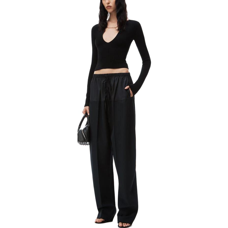 Shop (W) Alexander Wang Suéter Recortado Slim Fit Escote V Negro 1KC1241006-001