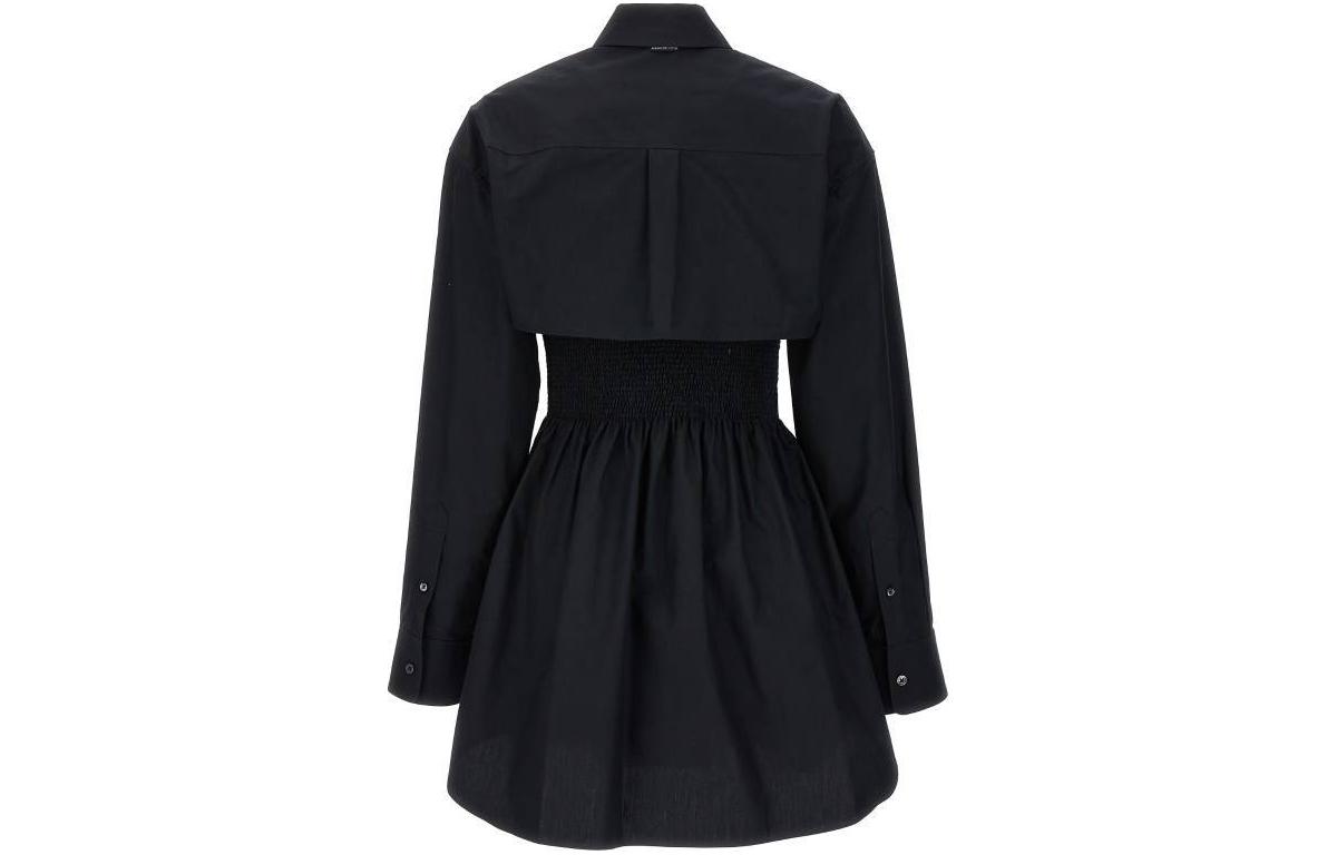 Lookbook (W) Alexander Wang 黑色長袖抽皺迷你連衣裙搭配襯衫 4WC2246263001