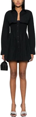 (W) Alexander Wang 黑色長袖抽皺迷你連衣裙搭配襯衫 4WC2246263001 Shop (W) Alexander Wang 黑色長袖抽皺迷你連衣裙搭配襯衫 4WC2246263001