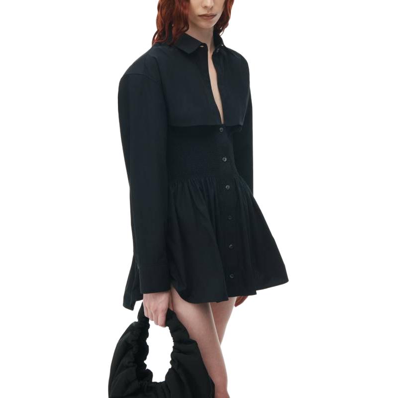Details for (W) Alexander Wang 黑色長袖抽皺迷你連衣裙搭配襯衫 4WC2246263001