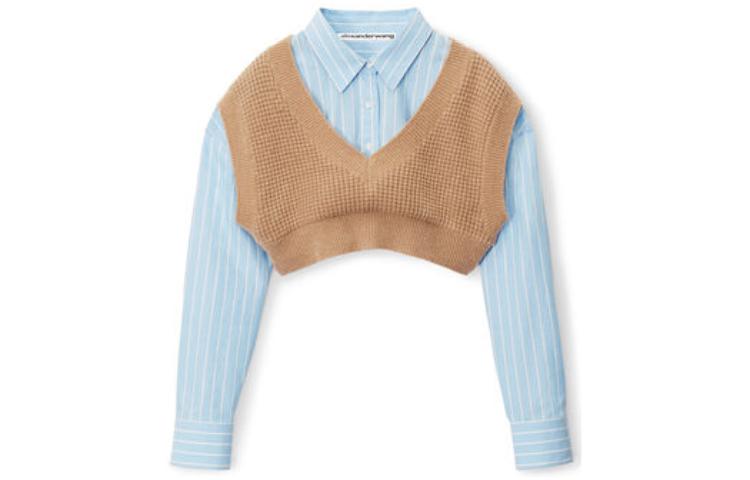 Order (W) Chaleco de Punto Crop Marrón Sólido con Escote en V de Alexander Wang. 4KC4231003-293