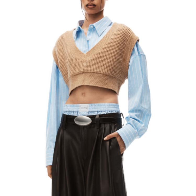 Purchase (W) Chaleco de Punto Crop Marrón Sólido con Escote en V de Alexander Wang. 4KC4231003-293