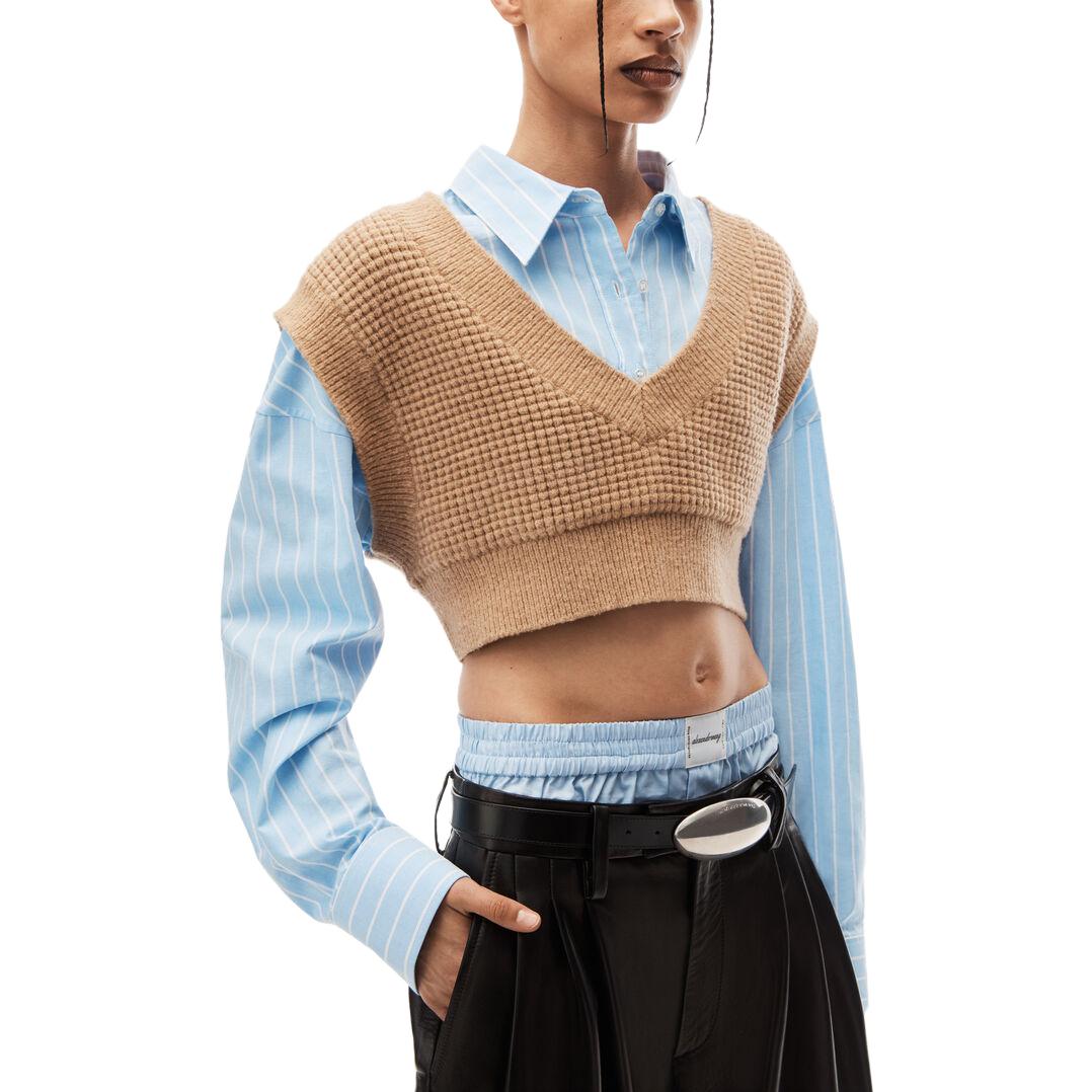 Details for (W) Chaleco de Punto Crop Marrón Sólido con Escote en V de Alexander Wang. 4KC4231003-293