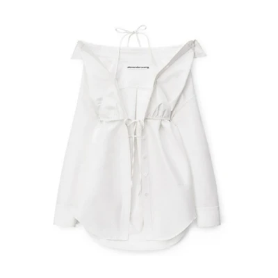 (Women) Alexander Wang Solid Color Belted Coat - White 1CC2231377-100