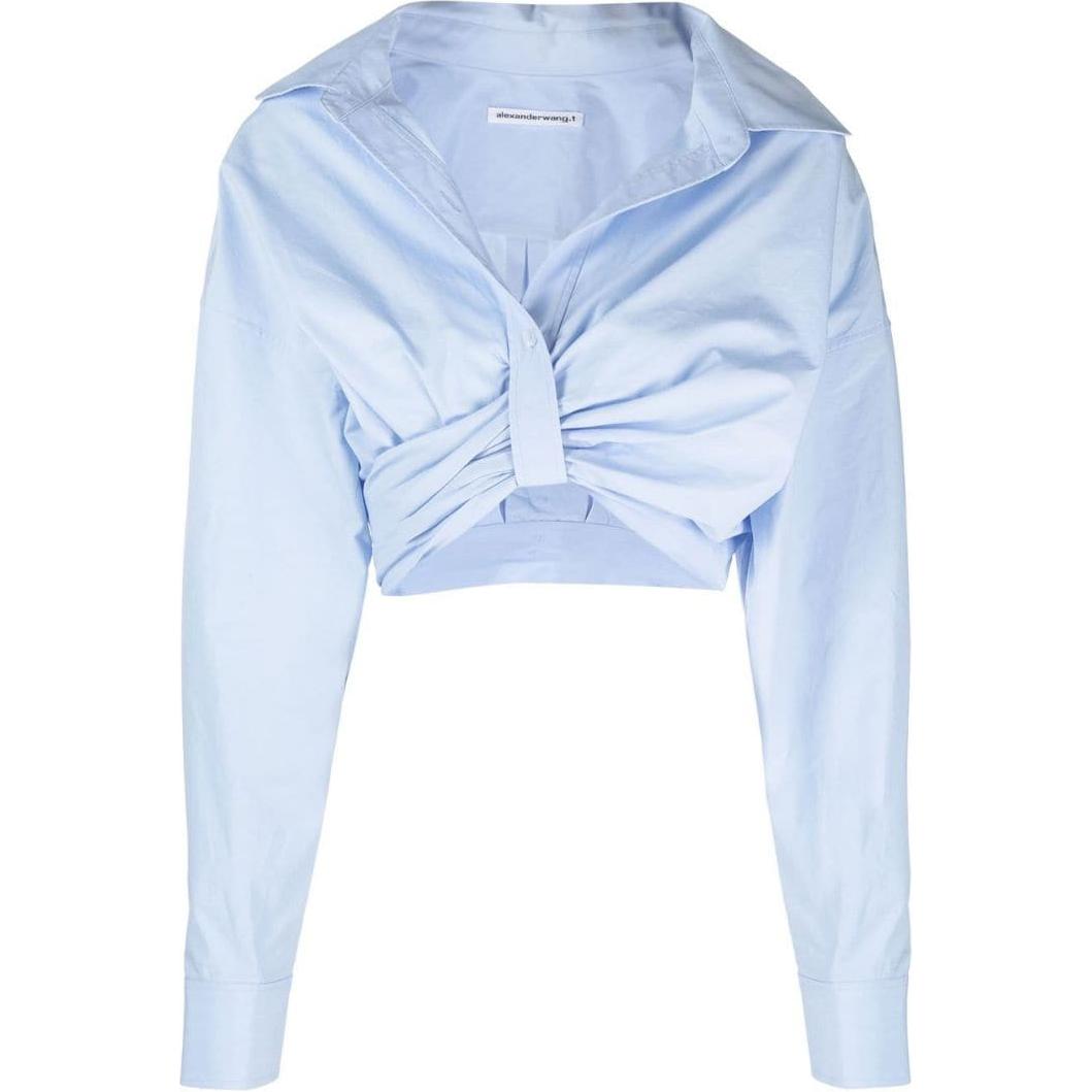 (Women) Alexander Wang  Solid Color Cropped Long Sleeve Top 4WC2231380-423