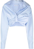 (Women) Alexander Wang Solid Color Cropped Long Sleeve Top 4WC2231380-423 (Women) Alexander Wang Solid Color Cropped Long Sleeve Top 4WC2231380-423